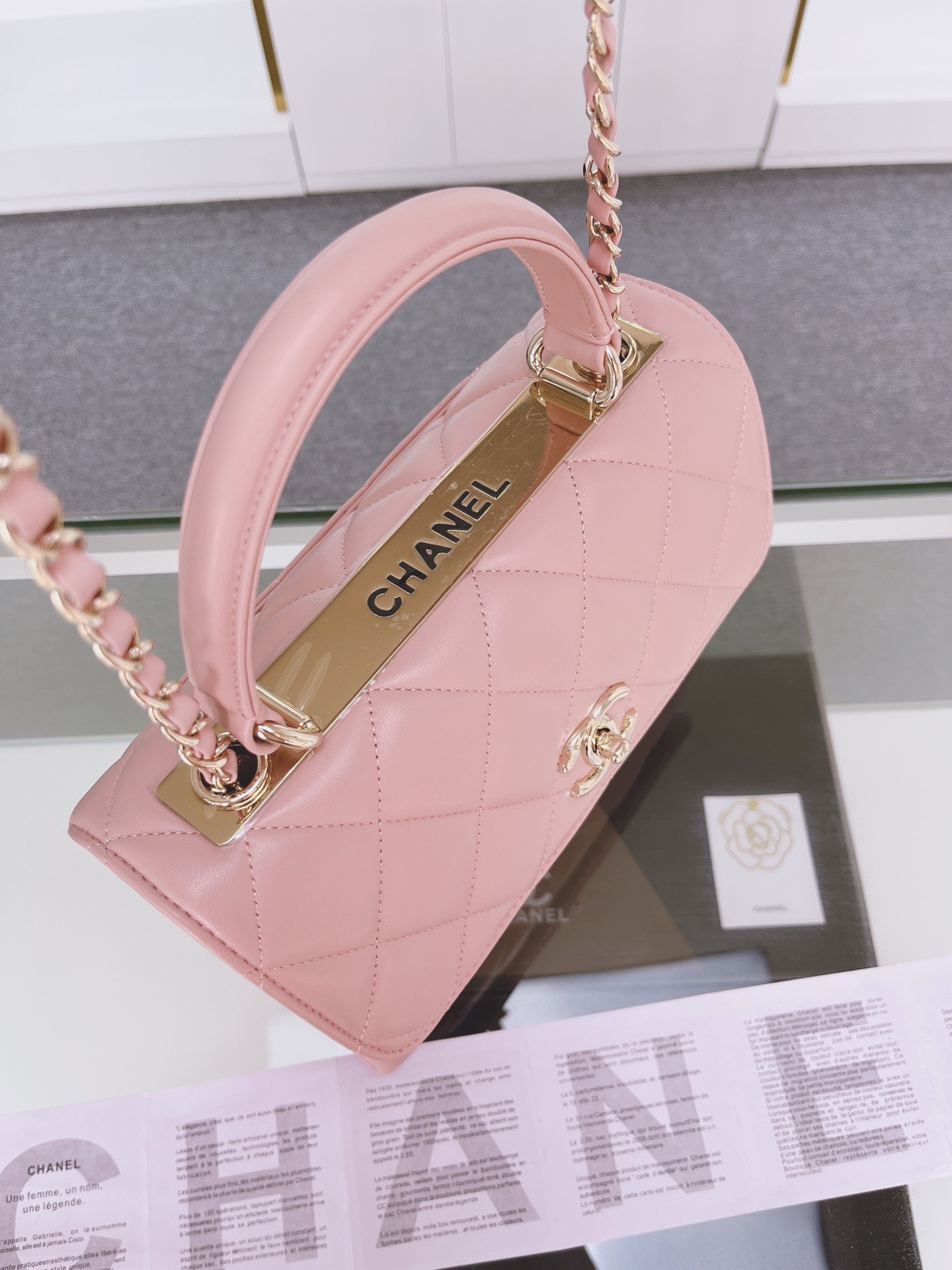 Bagsaaa Ch**el Trendy CC Pink Gold Hardware 25cm
