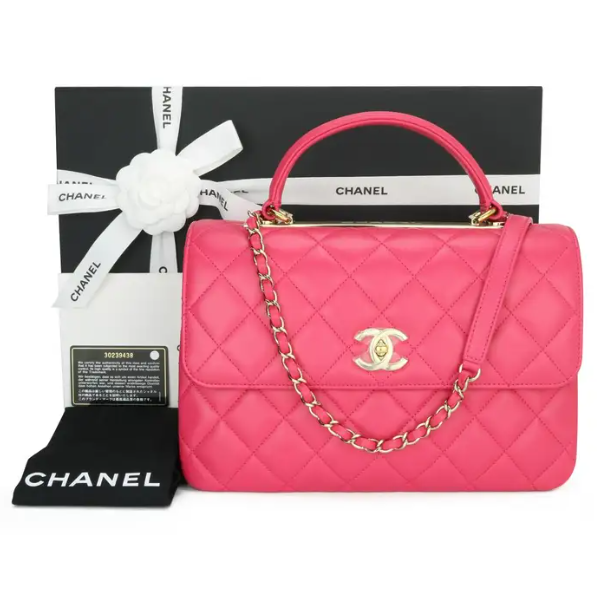 Bagsaaa Ch**el Trendy CC Hot Pink Gold Hardware 25cm