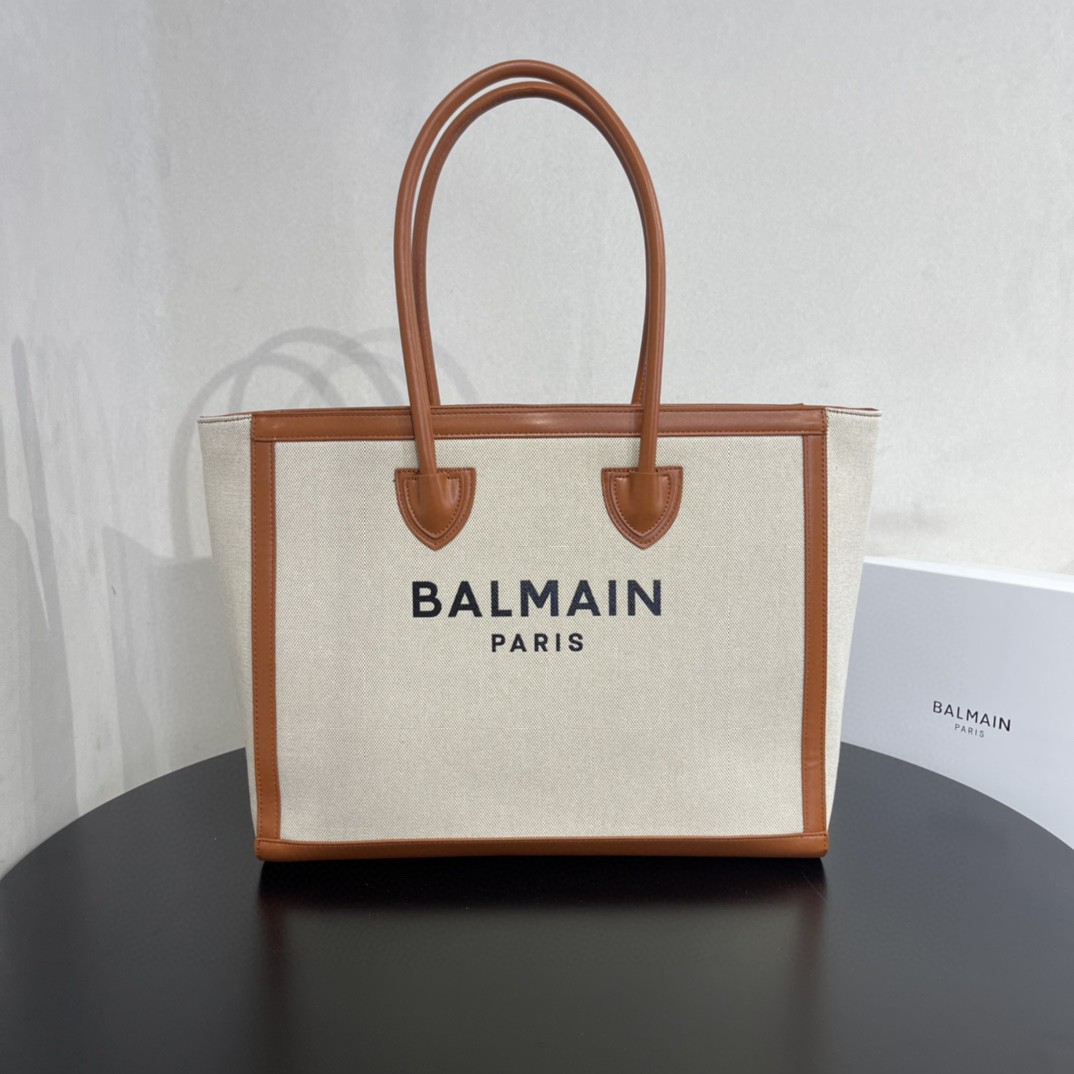 Bagsaa Balmain Large B-Army 42 tote bag brown - 42*34*13cm