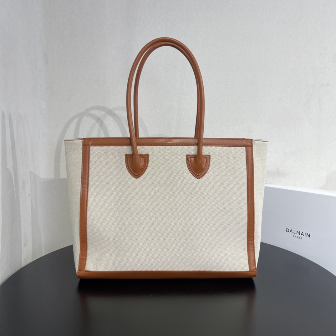 Bagsaa Balmain Large B-Army 42 tote bag brown - 42*34*13cm