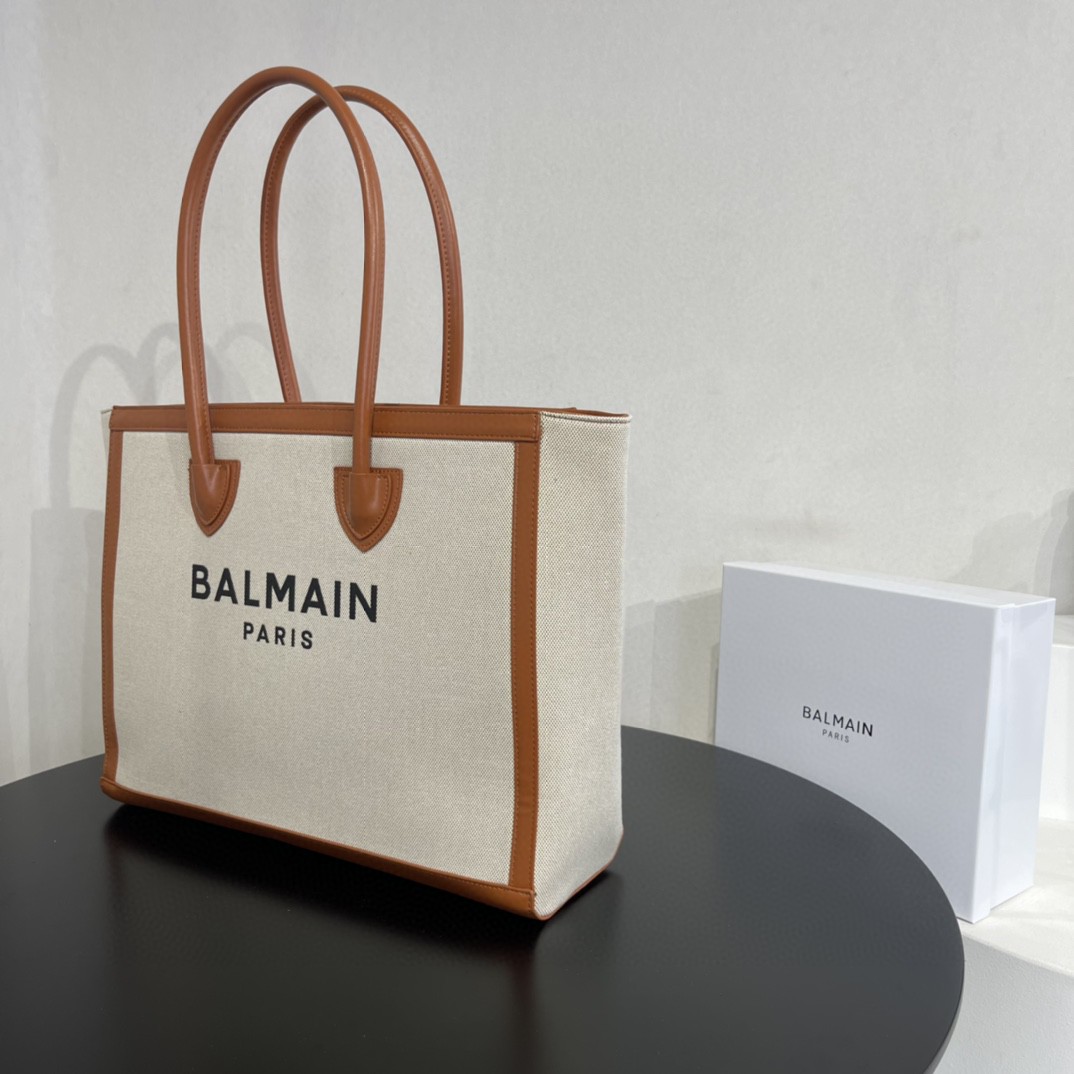 Bagsaa Balmain Large B-Army 42 tote bag brown - 42*34*13cm