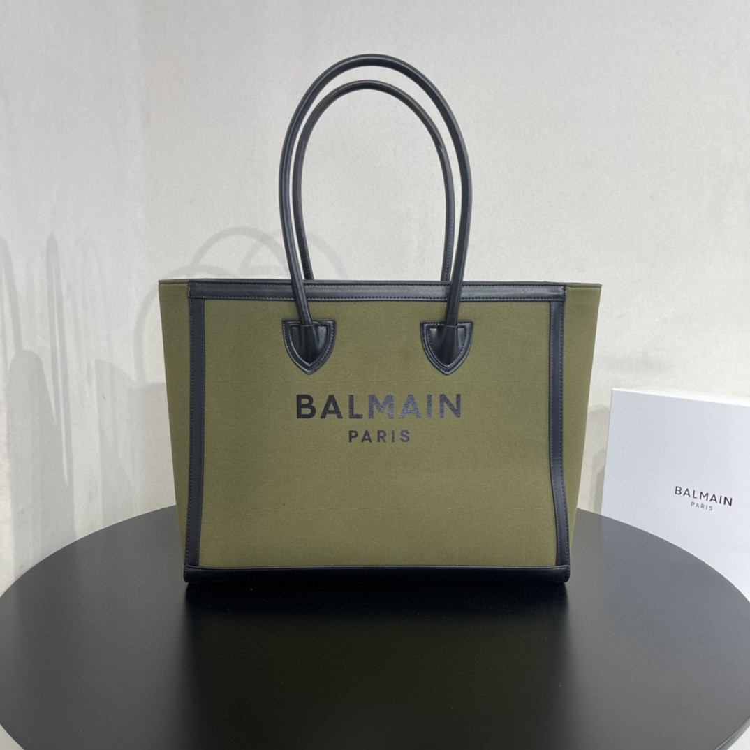 Bagsaa Balmain Large B-Army 42 tote bag green - 42*34*13cm