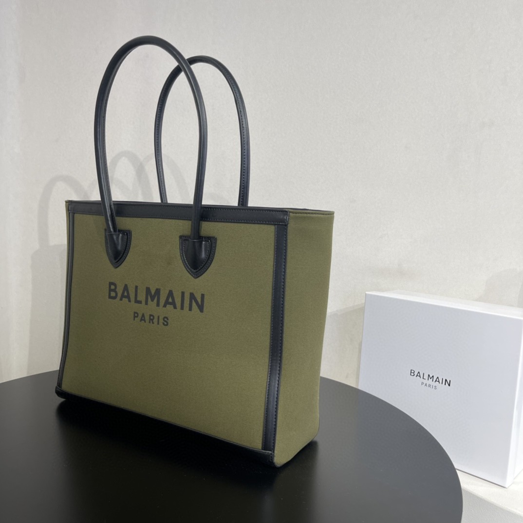 Bagsaa Balmain Large B-Army 42 tote bag green - 42*34*13cm