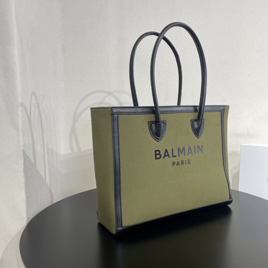 Bagsaa Balmain Large B-Army 42 tote bag green - 42*34*13cm
