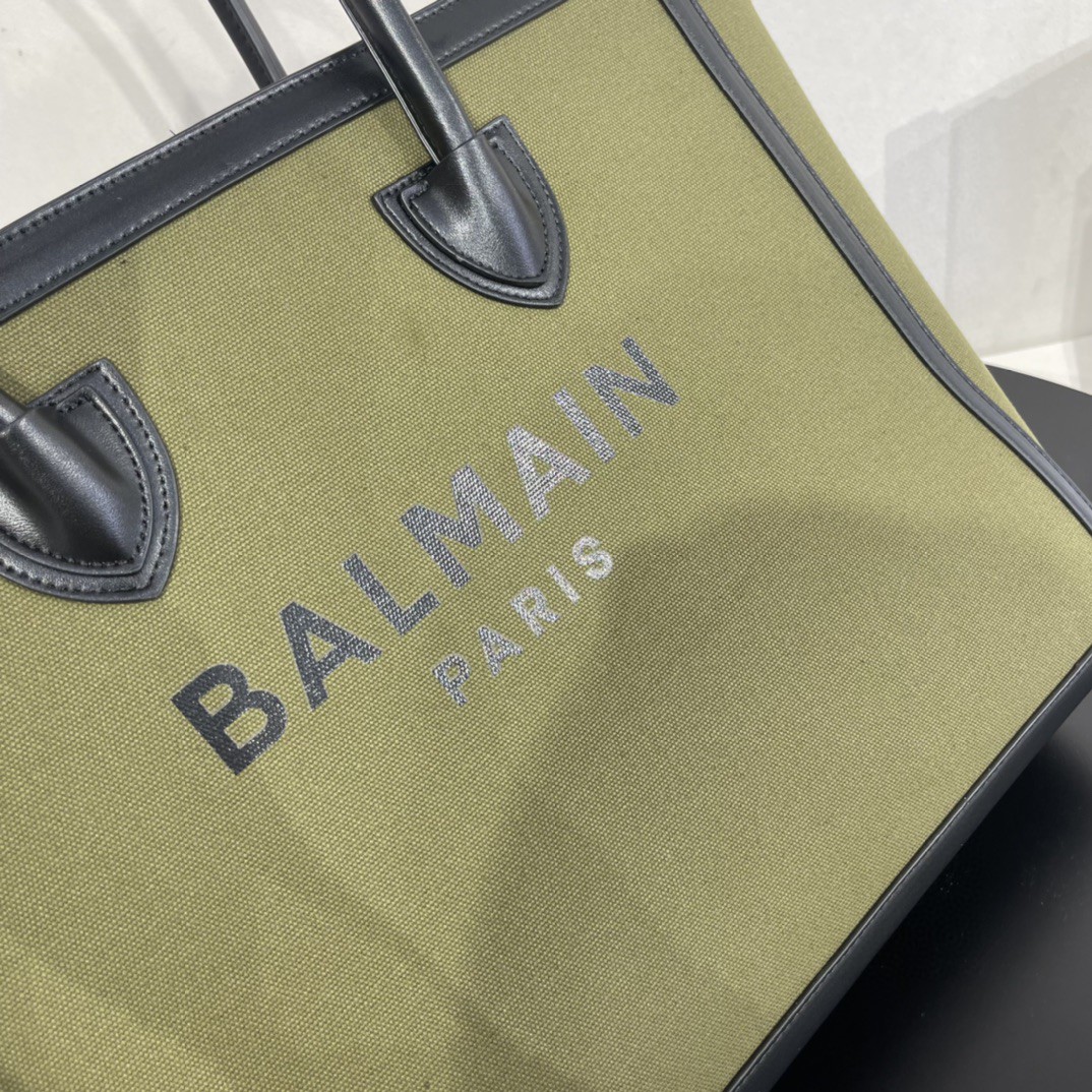 Bagsaa Balmain Large B-Army 42 tote bag green - 42*34*13cm