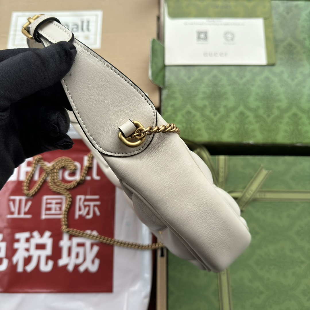Bagsaaa Gvc*1 Marmont Half Moon Shaped Mini Bag White Leather - 21*16*5cm