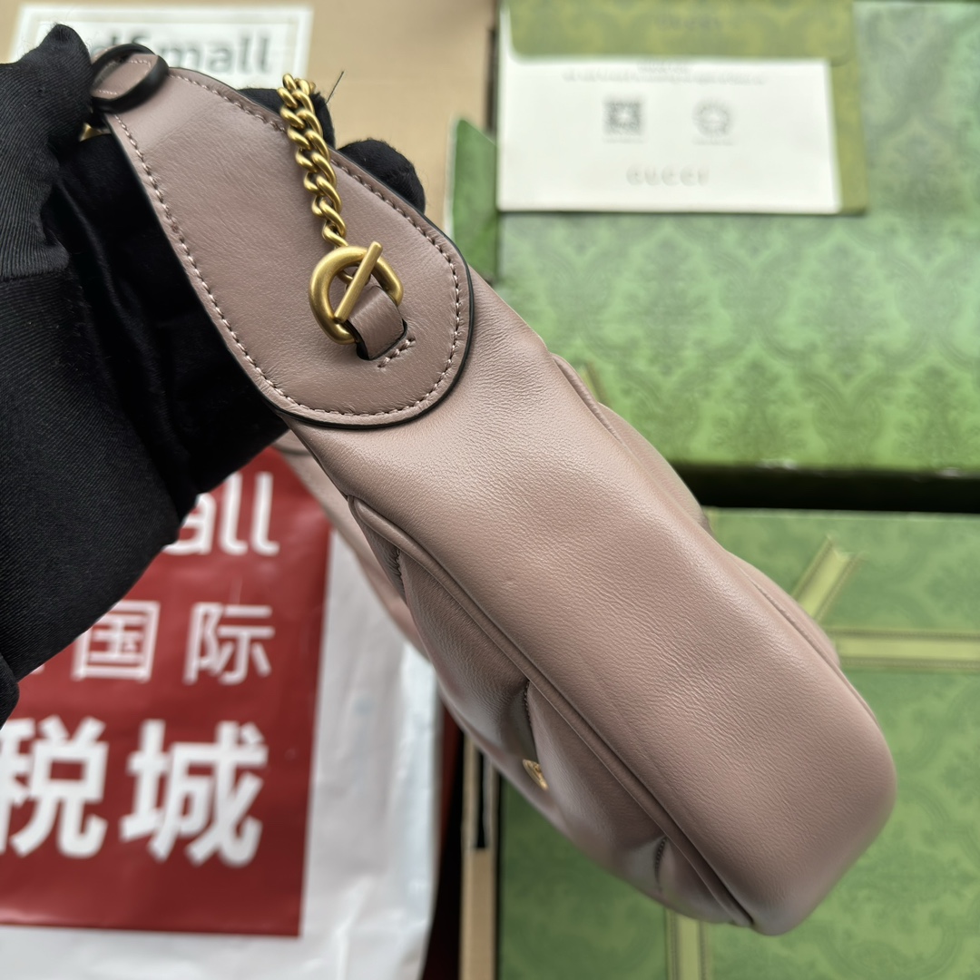 Bagsaaa Gvc*1 Marmont Half Moon Shaped Mini Bag Dust Pink Leather - 21*16*5cm
