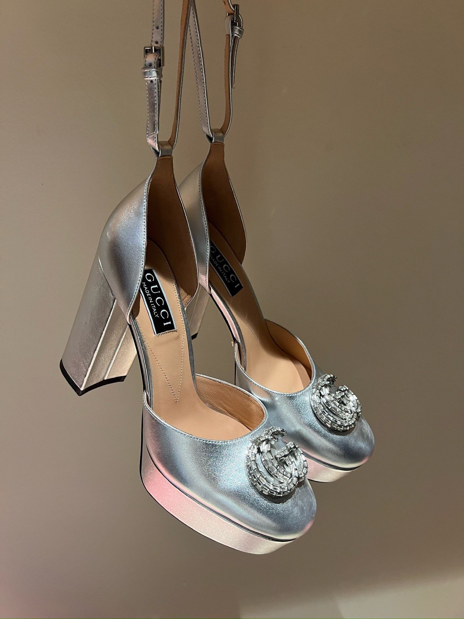 Bagsaaa Gvc*1 Platform Pump With Double G In Silver 115mm