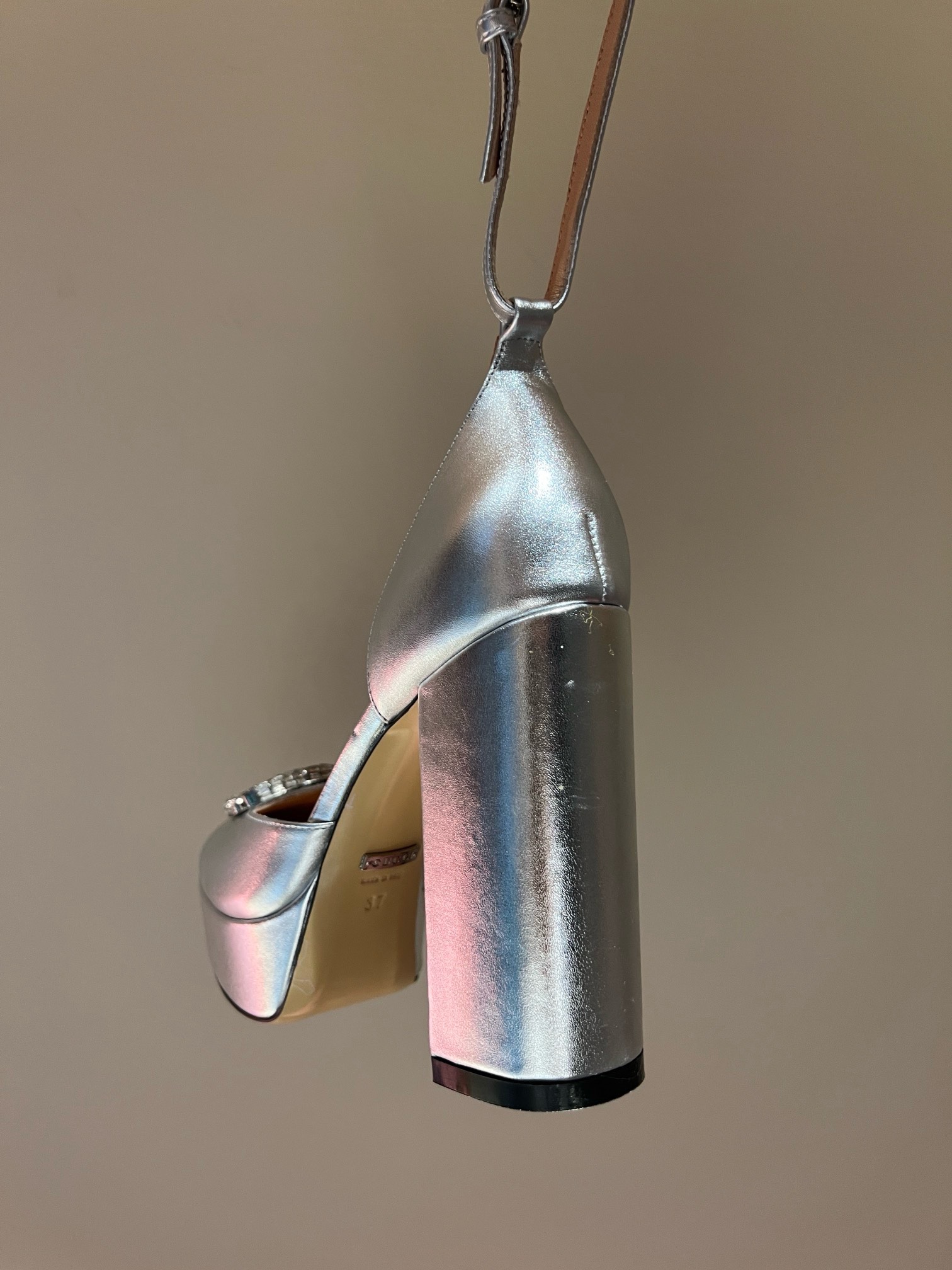 Bagsaaa Gvc*1 Platform Pump With Double G In Silver 115mm