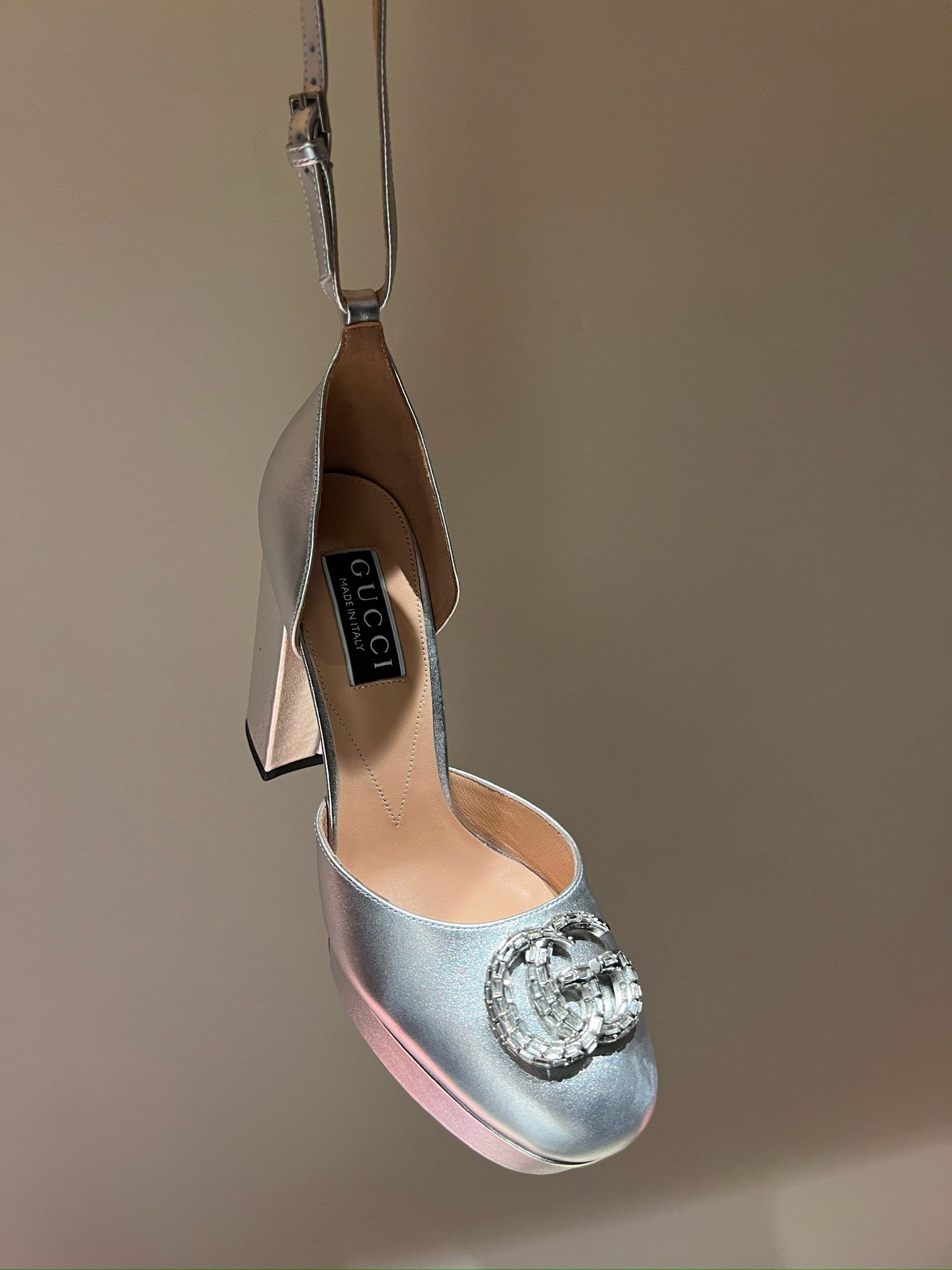 Bagsaaa Gvc*1 Platform Pump With Double G In Silver 115mm