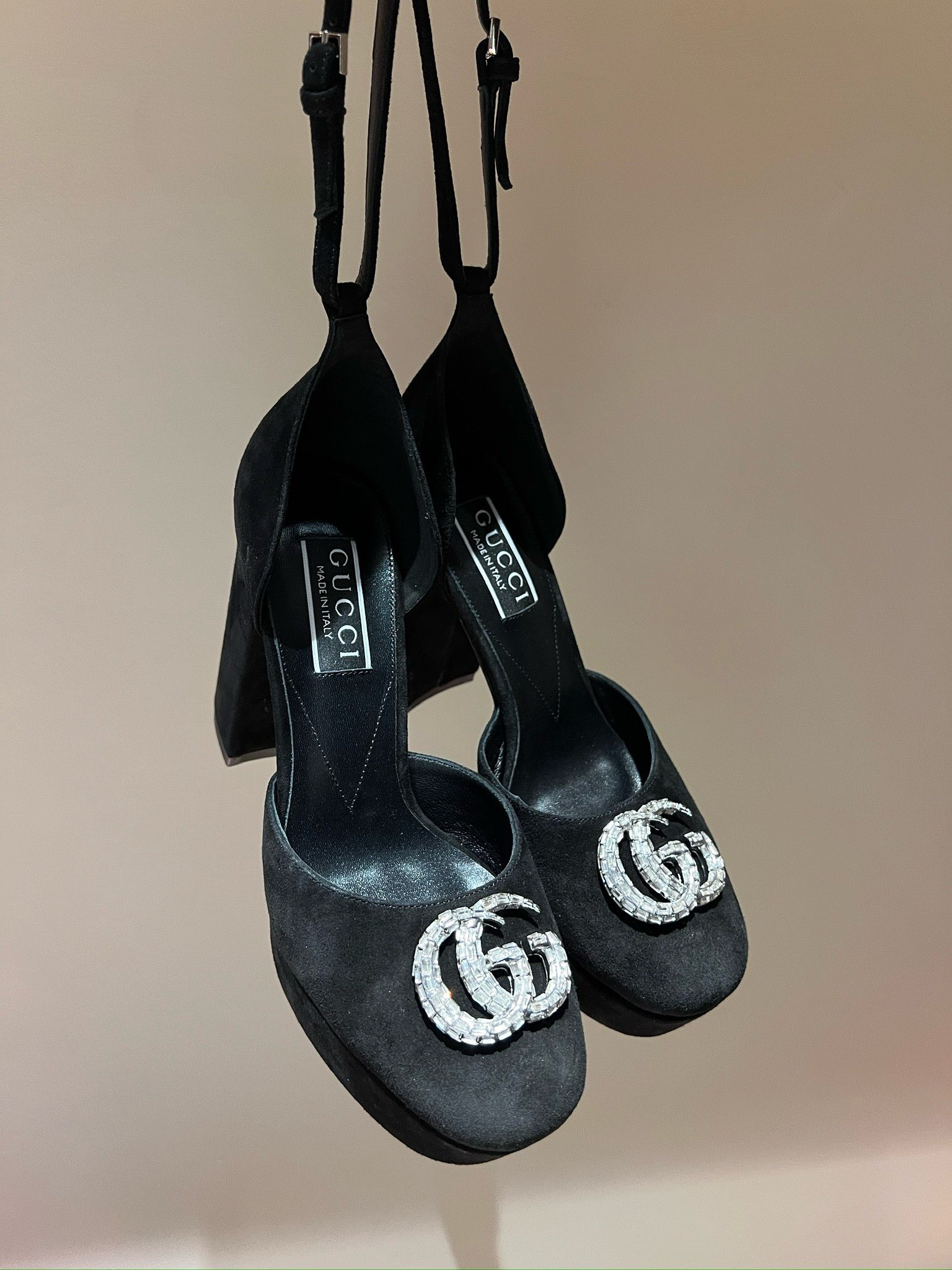 Bagsaaa Gvc*1 Platform Pump With Double G In Black Velvet 115mm