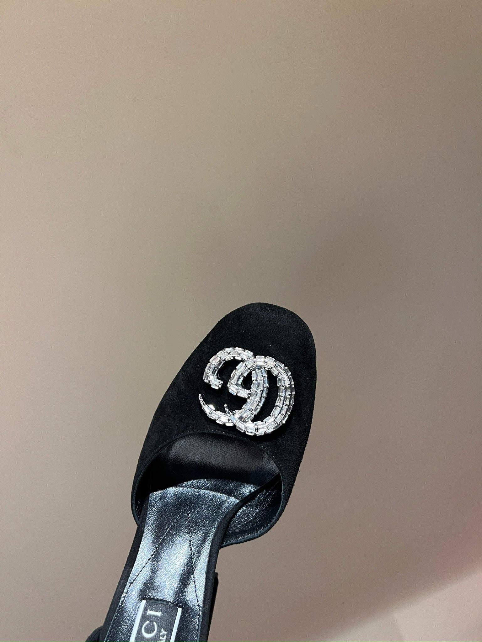 Bagsaaa Gvc*1 Platform Pump With Double G In Black Velvet 115mm