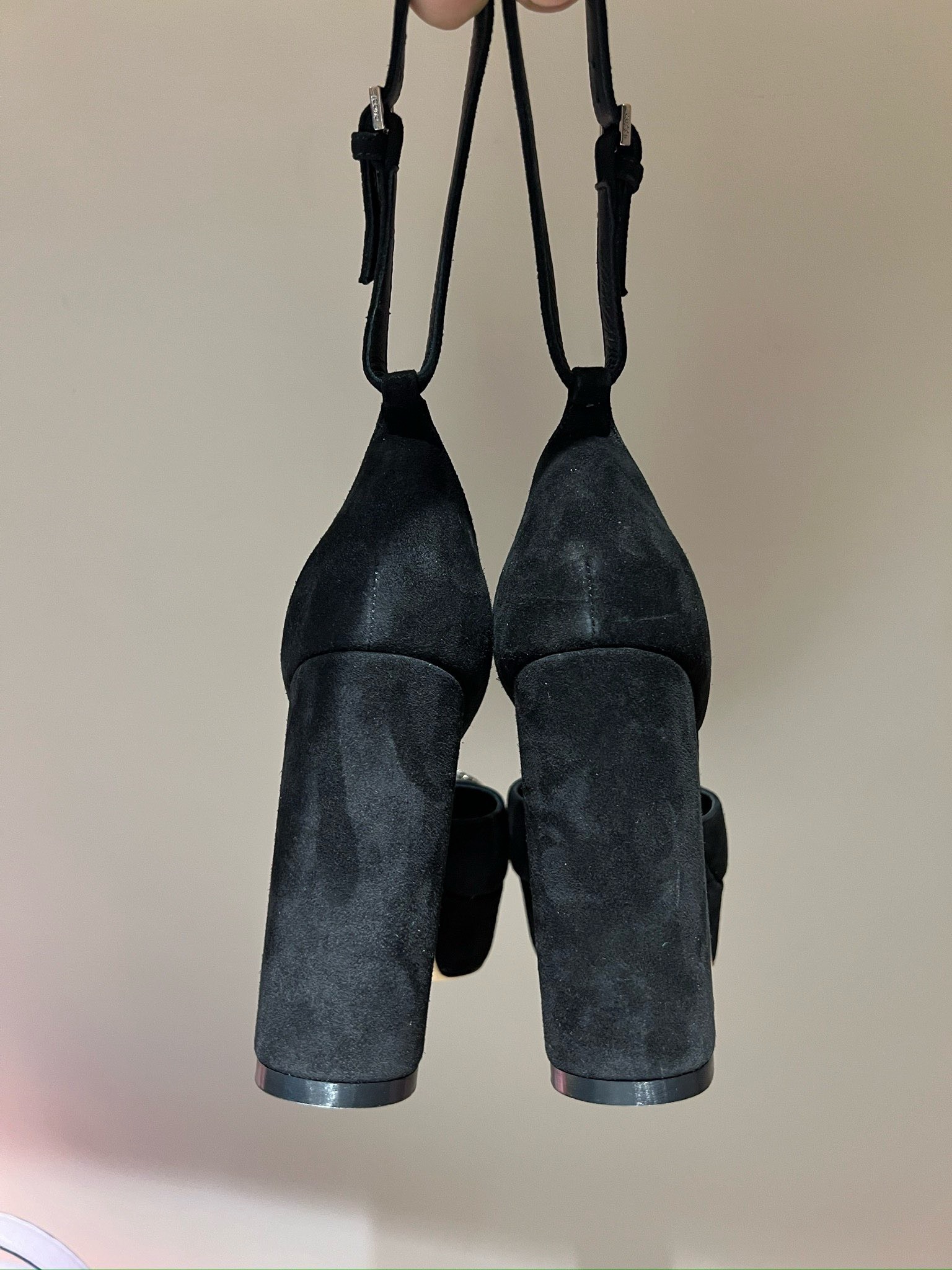 Bagsaaa Gvc*1 Platform Pump With Double G In Black Velvet 115mm