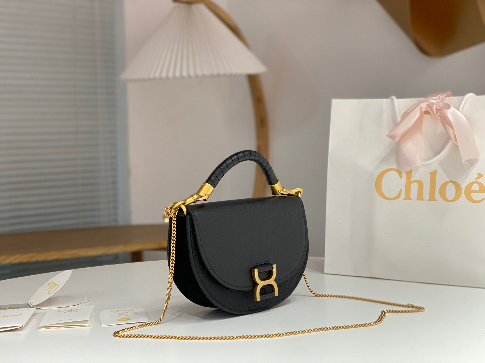 Bagsaaa Chloe Marcie Chain Flap Black Bag - 22.5x15.7x7cm