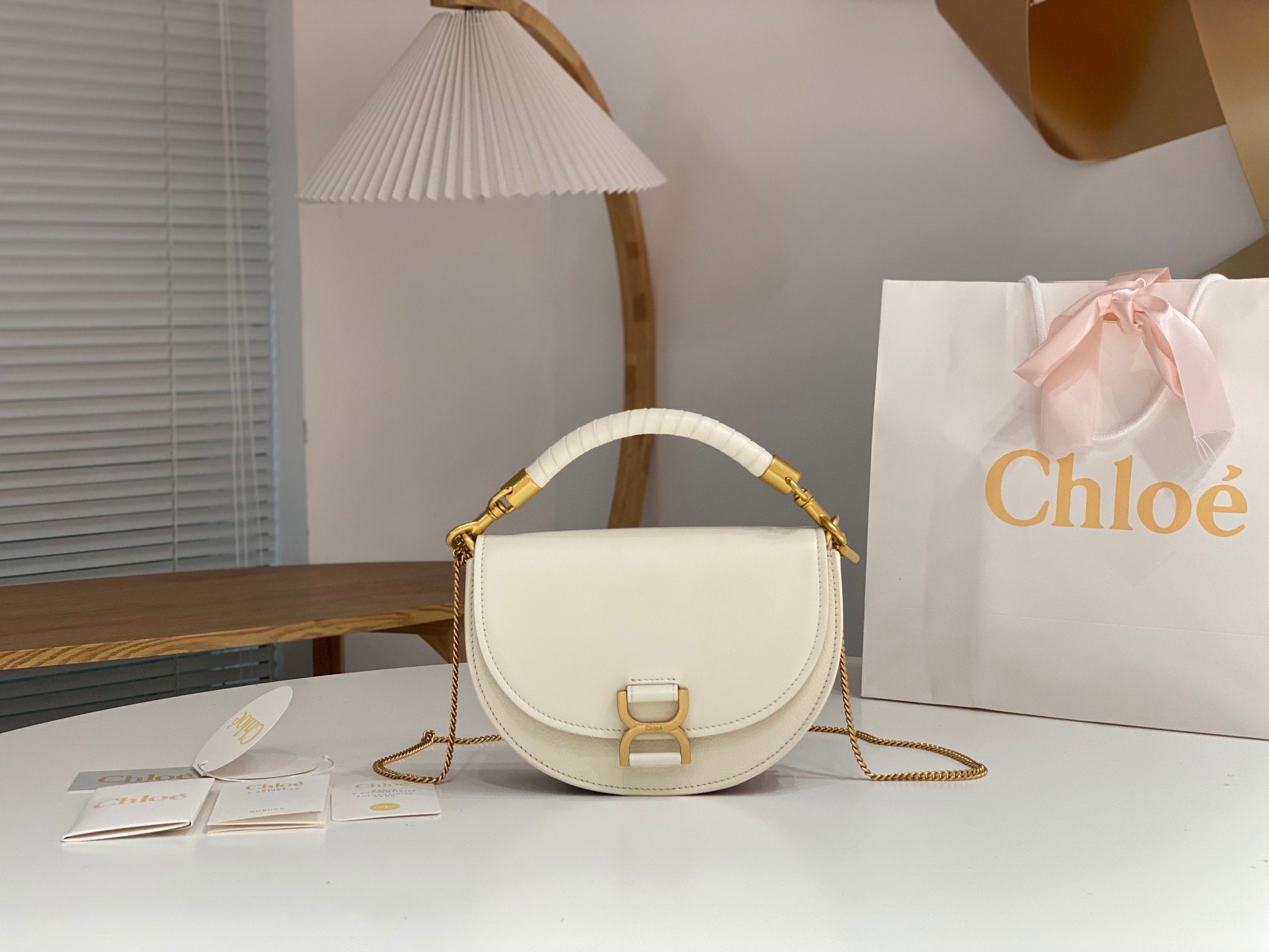 Bagsaaa Chloe Marcie Chain Flap White Bag - 22.5x15.7x7cm