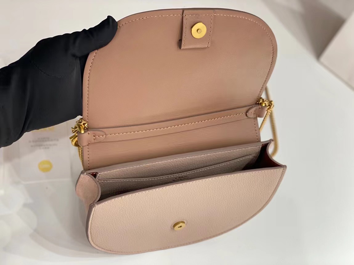 Bagsaaa Chloe Marcie Chain Flap Taupe Bag - 22.5x15.7x7cm