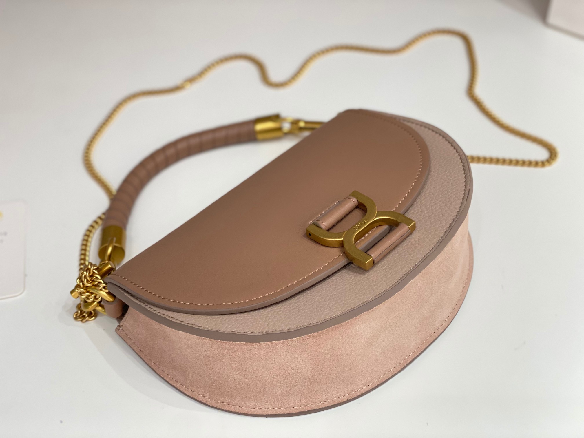 Bagsaaa Chloe Marcie Chain Flap Taupe Bag - 22.5x15.7x7cm