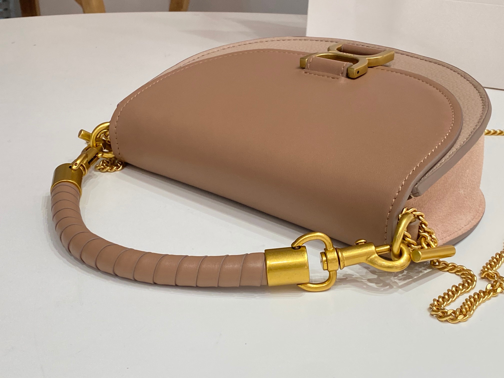 Bagsaaa Chloe Marcie Chain Flap Taupe Bag - 22.5x15.7x7cm