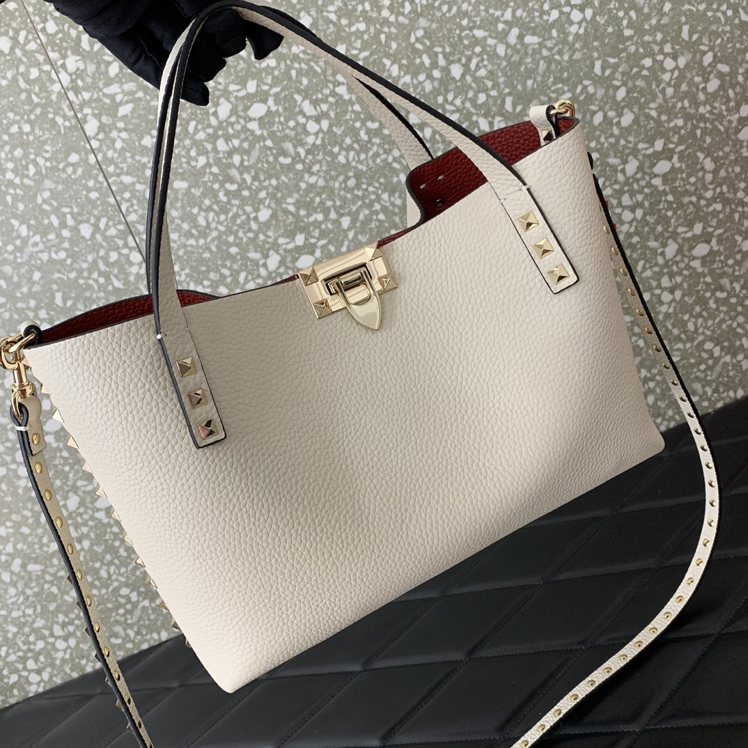 Bagsaaa Va1e*ntin0 Garavani Rockstud-embellishment tote bag white - 28*20*8cm