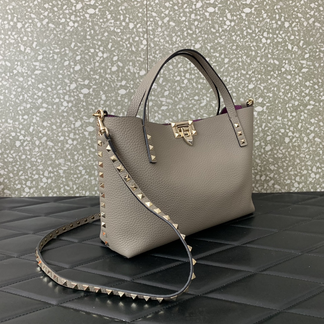 Bagsaaa Va1e*ntin0 Garavani Rockstud-embellishment tote bag grey - 28*20*8cm