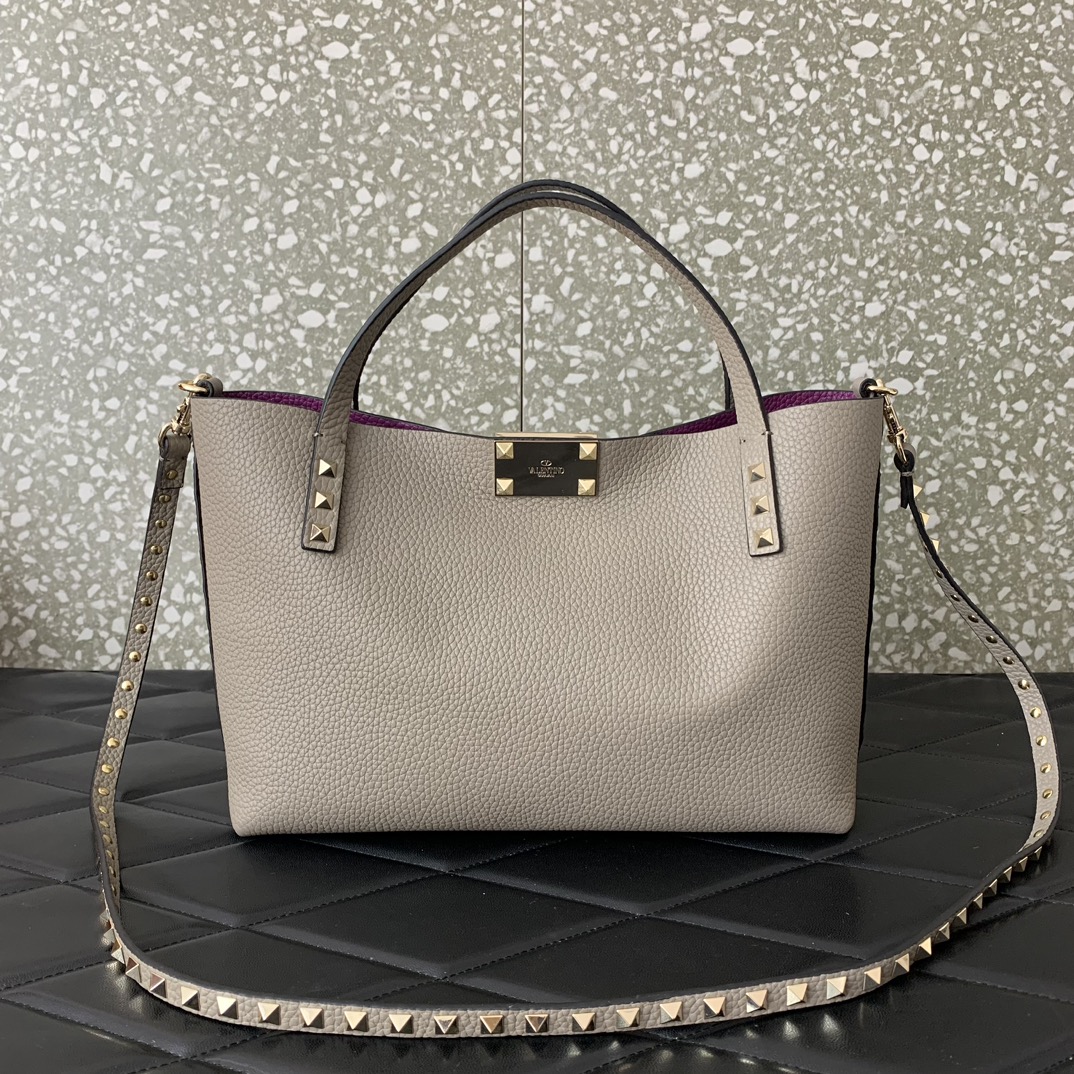 Bagsaaa Va1e*ntin0 Garavani Rockstud-embellishment tote bag grey - 28*20*8cm