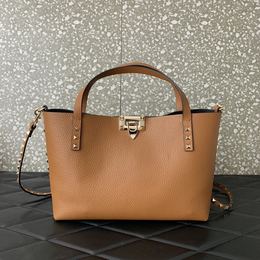 Bagsaaa Va1e*ntin0 Garavani Rockstud-embellishment tote bag brown - 28*20*8cm