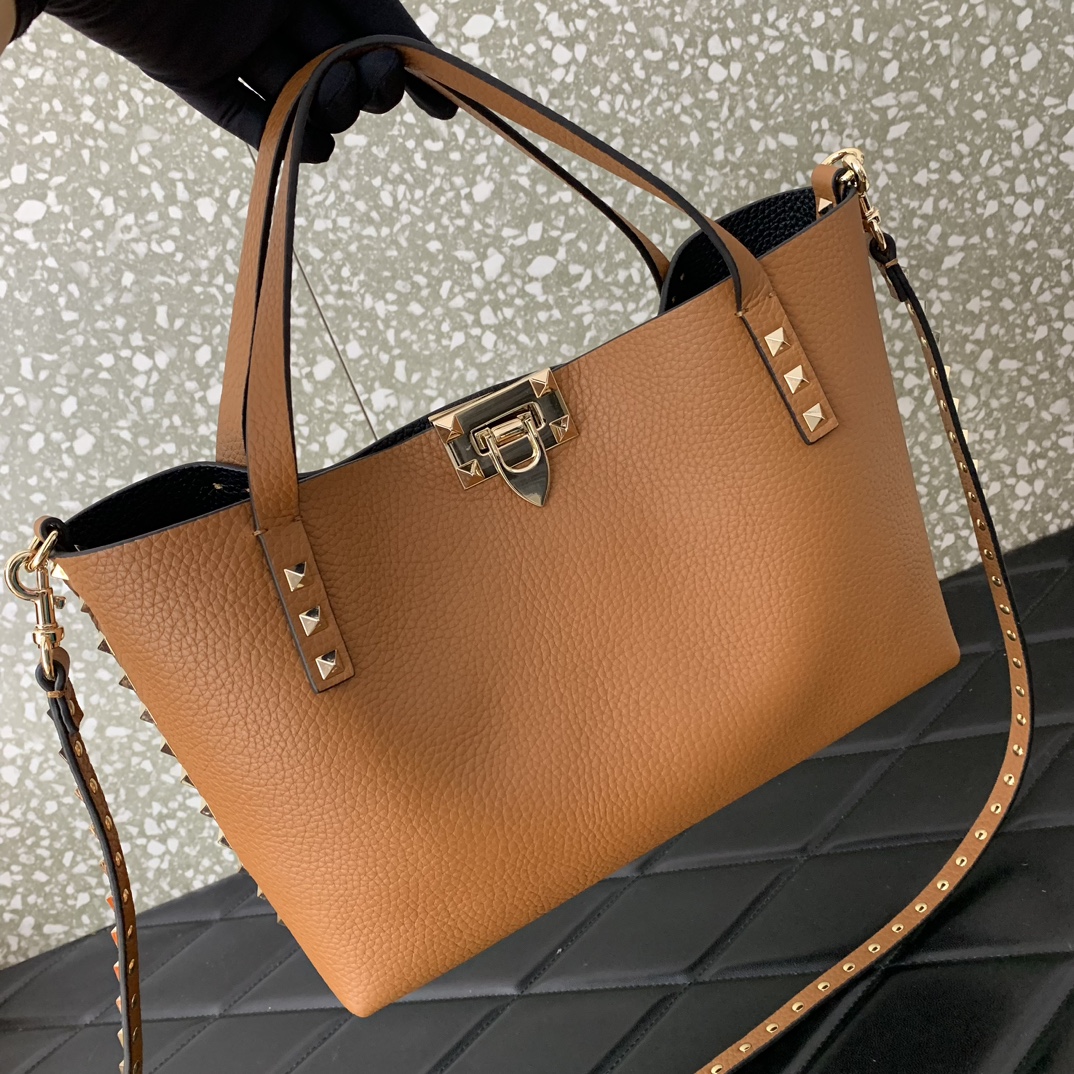 Bagsaaa Va1e*ntin0 Garavani Rockstud-embellishment tote bag brown - 28*20*8cm