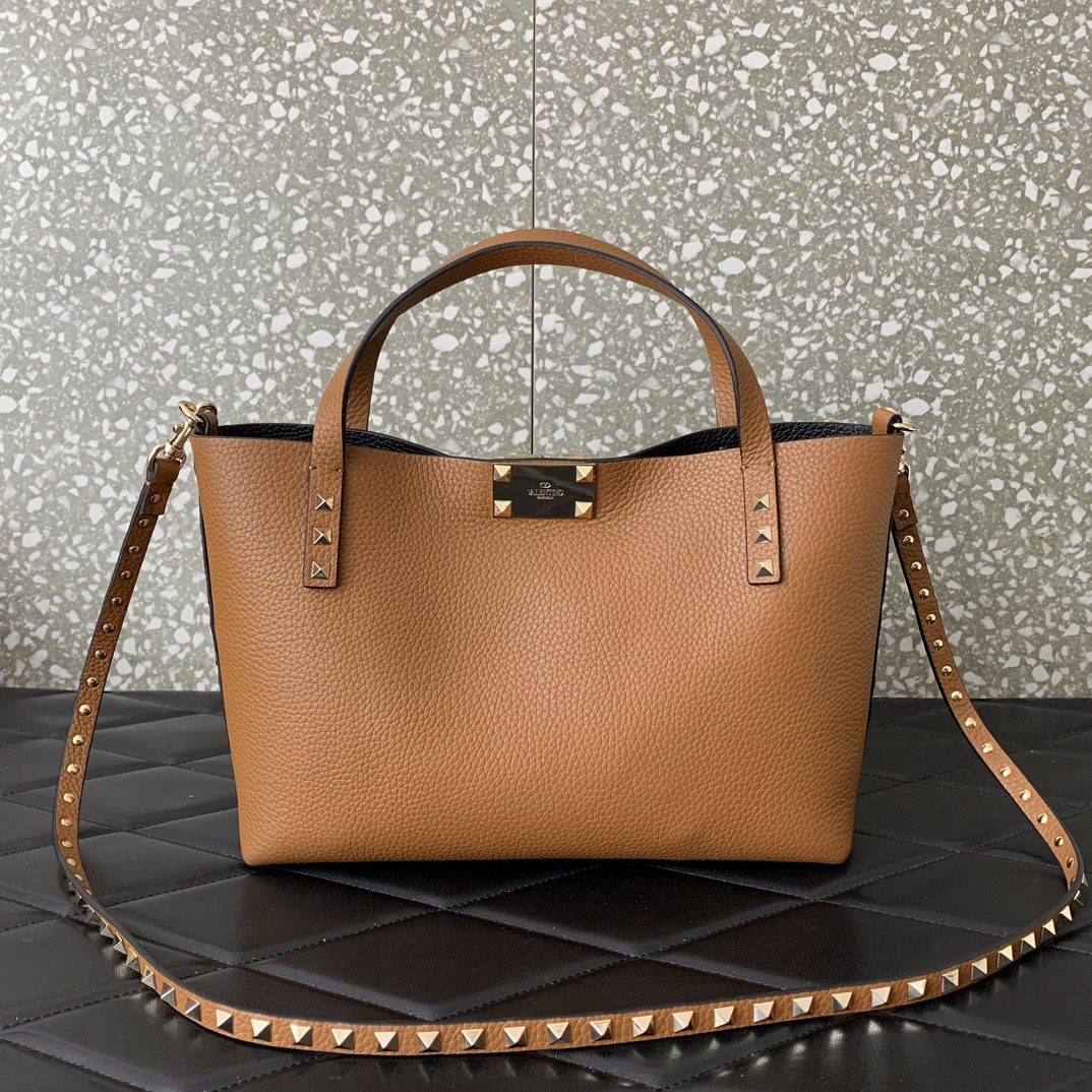 Bagsaaa Va1e*ntin0 Garavani Rockstud-embellishment tote bag brown - 28*20*8cm