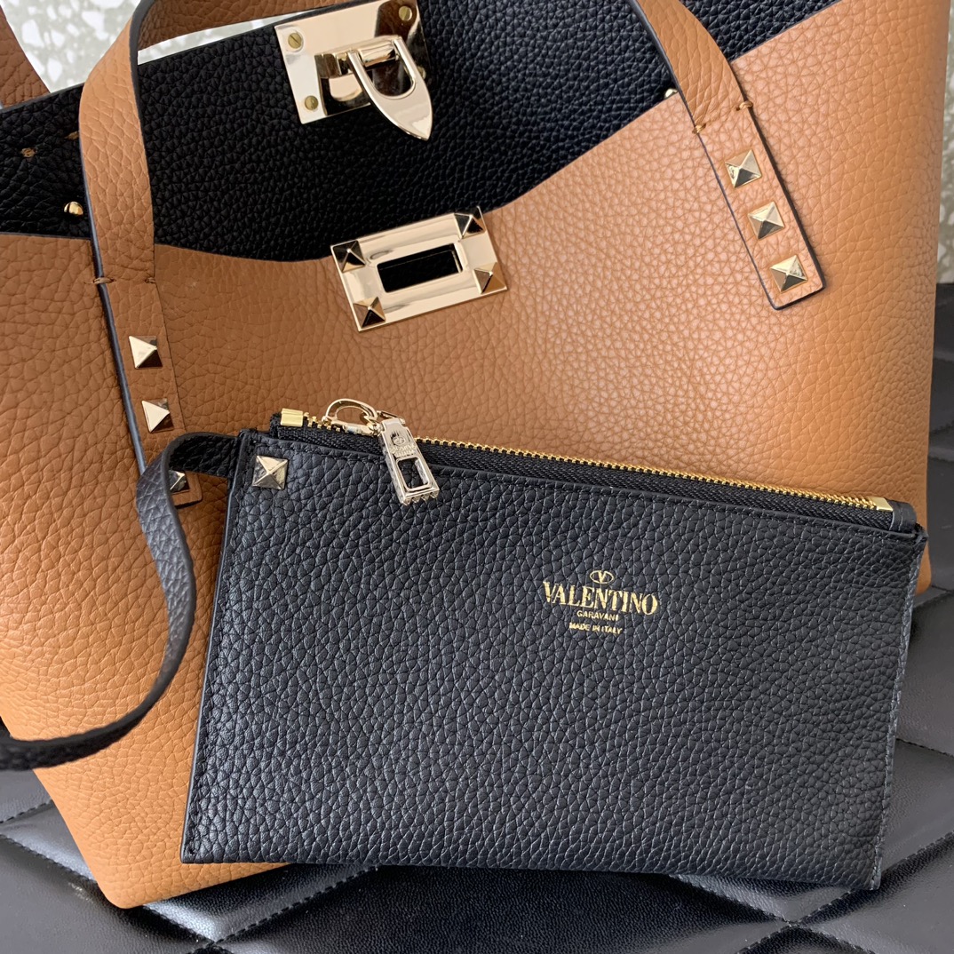 Bagsaaa Va1e*ntin0 Garavani Rockstud-embellishment tote bag brown - 28*20*8cm