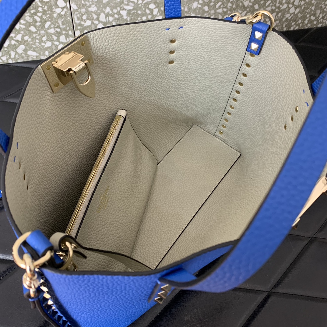 Bagsaaa Va1e*ntin0 Garavani Rockstud-embellishment tote bag blue - 28*20*8cm