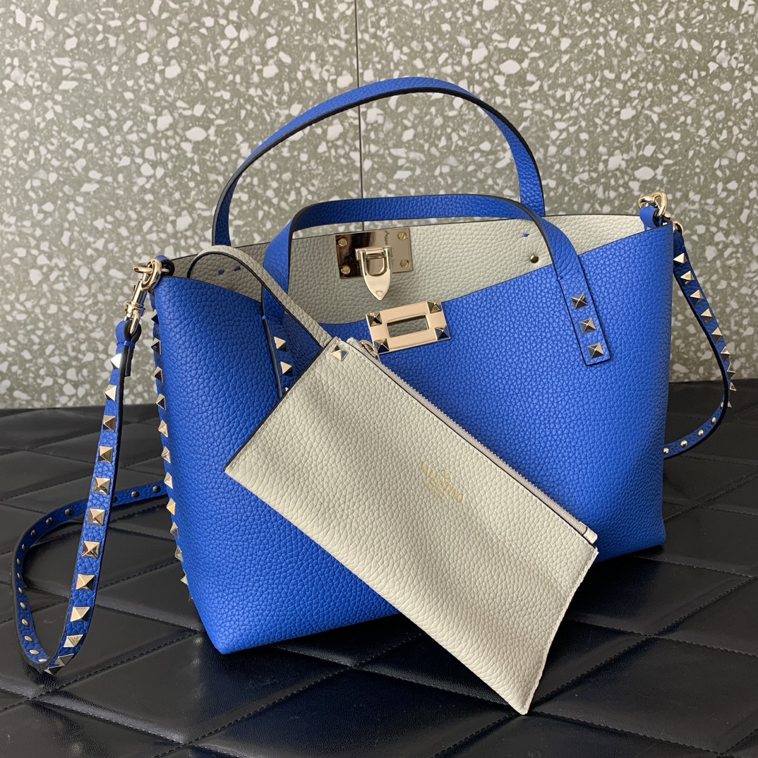 Bagsaaa Va1e*ntin0 Garavani Rockstud-embellishment tote bag blue - 28*20*8cm