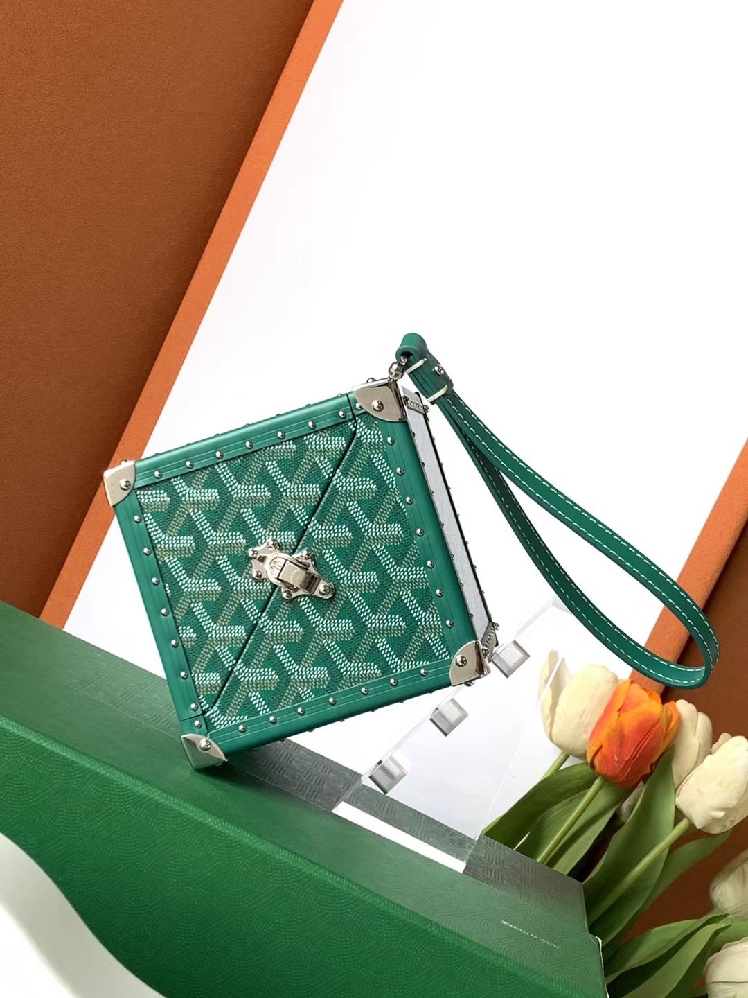 Bagsaa G09ard Dé Trunk Bag Metallic Green - 12.5*12.5*12.5CM