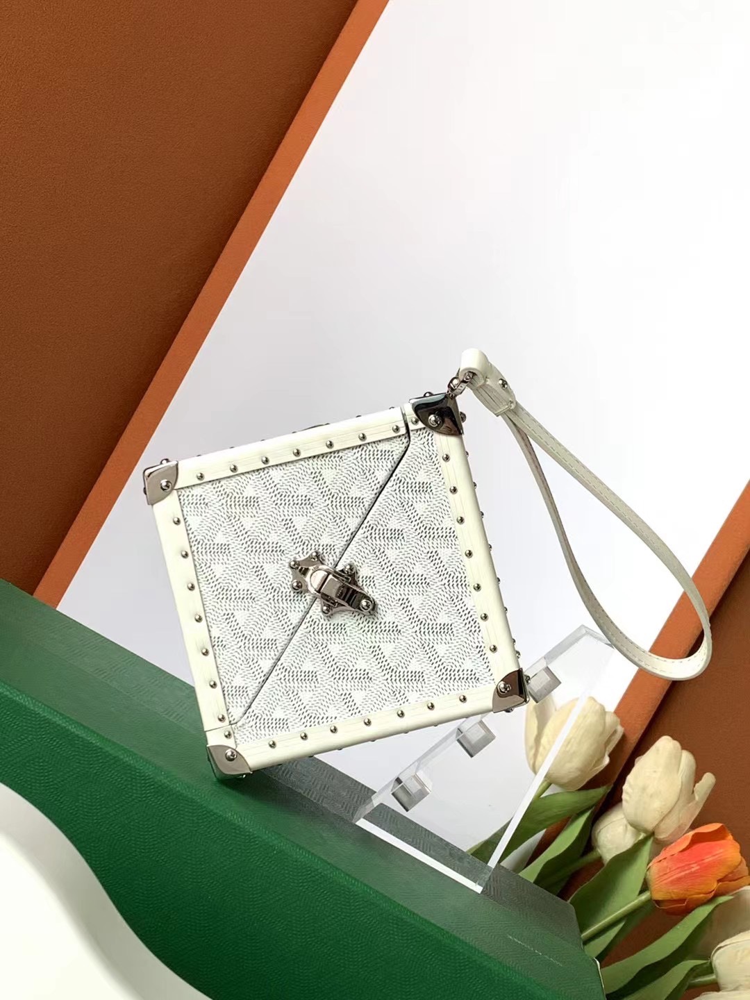 Bagsaa G09ard Dé Trunk Bag Metallic White - 12.5*12.5*12.5CM
