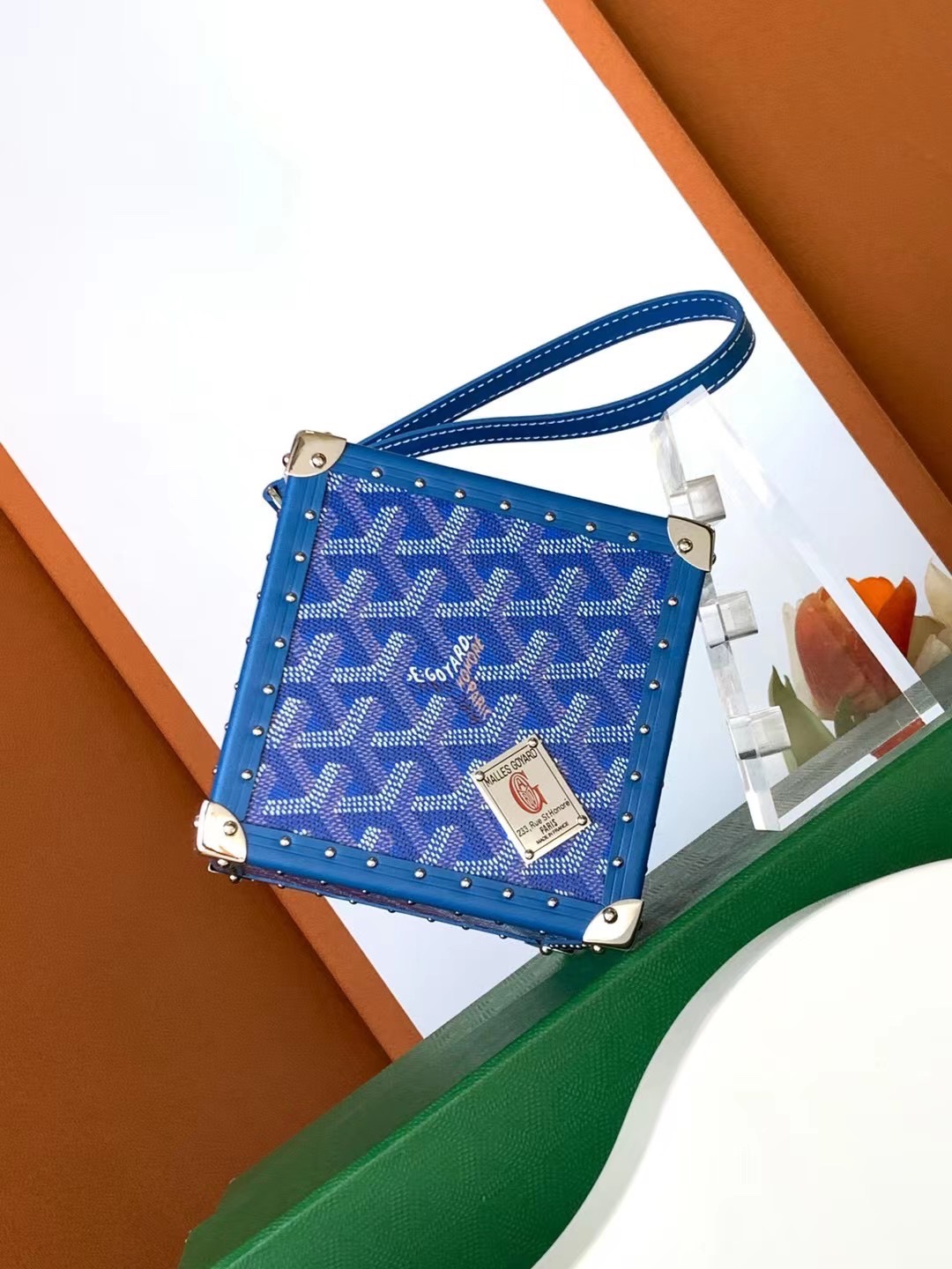 Bagsaa G09ard Dé Trunk Bag Metallic Blue - 12.5*12.5*12.5CM