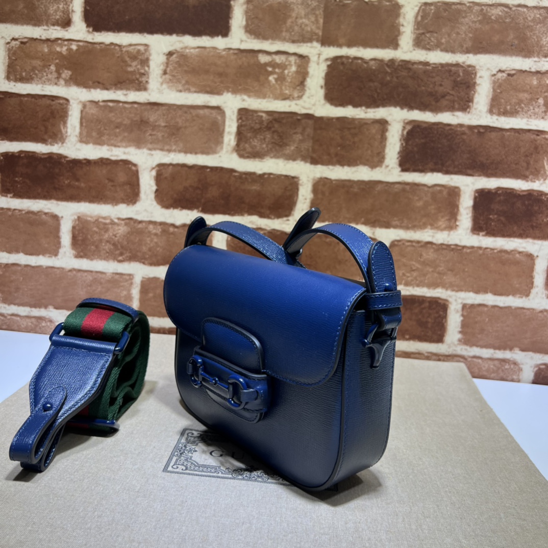 Bagsaaa Gvc*1 Horsebit Shoulder Bag Bue Hardware - 20.5*14.5*5CM