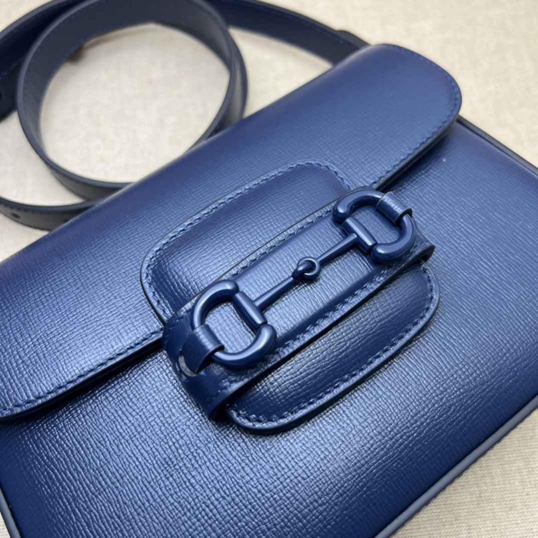 Bagsaaa Gvc*1 Horsebit Shoulder Bag Bue Hardware - 20.5*14.5*5CM