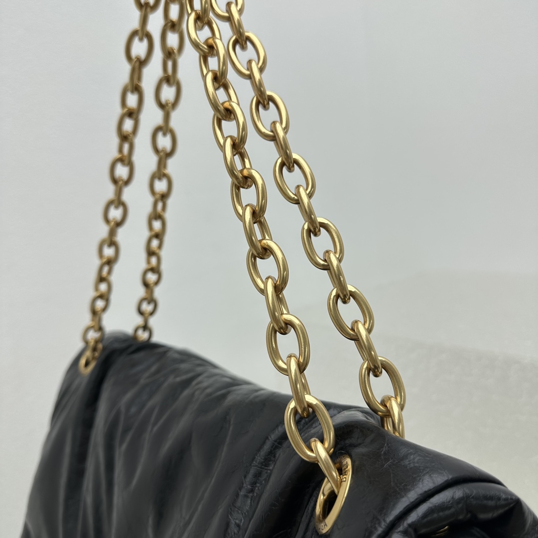 BAGSAAA Ba1en*iaga MONACO LARGE CHAIN BAG IN BLACK - 43.5*32*13CM