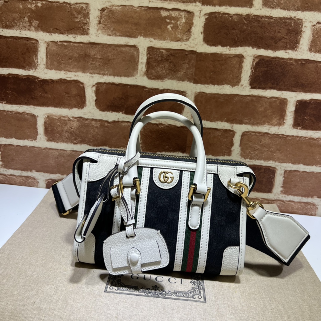 BAGSAAA Gvc*1 GG CANVAS AND SMOOTH LEATHER MINI HANDBAG - 22*15*11CM