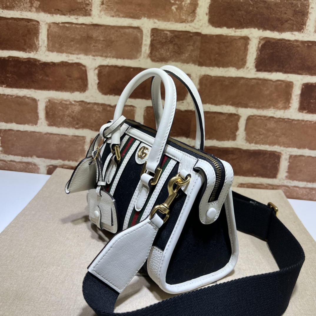 BAGSAAA Gvc*1 GG CANVAS AND SMOOTH LEATHER MINI HANDBAG - 22*15*11CM