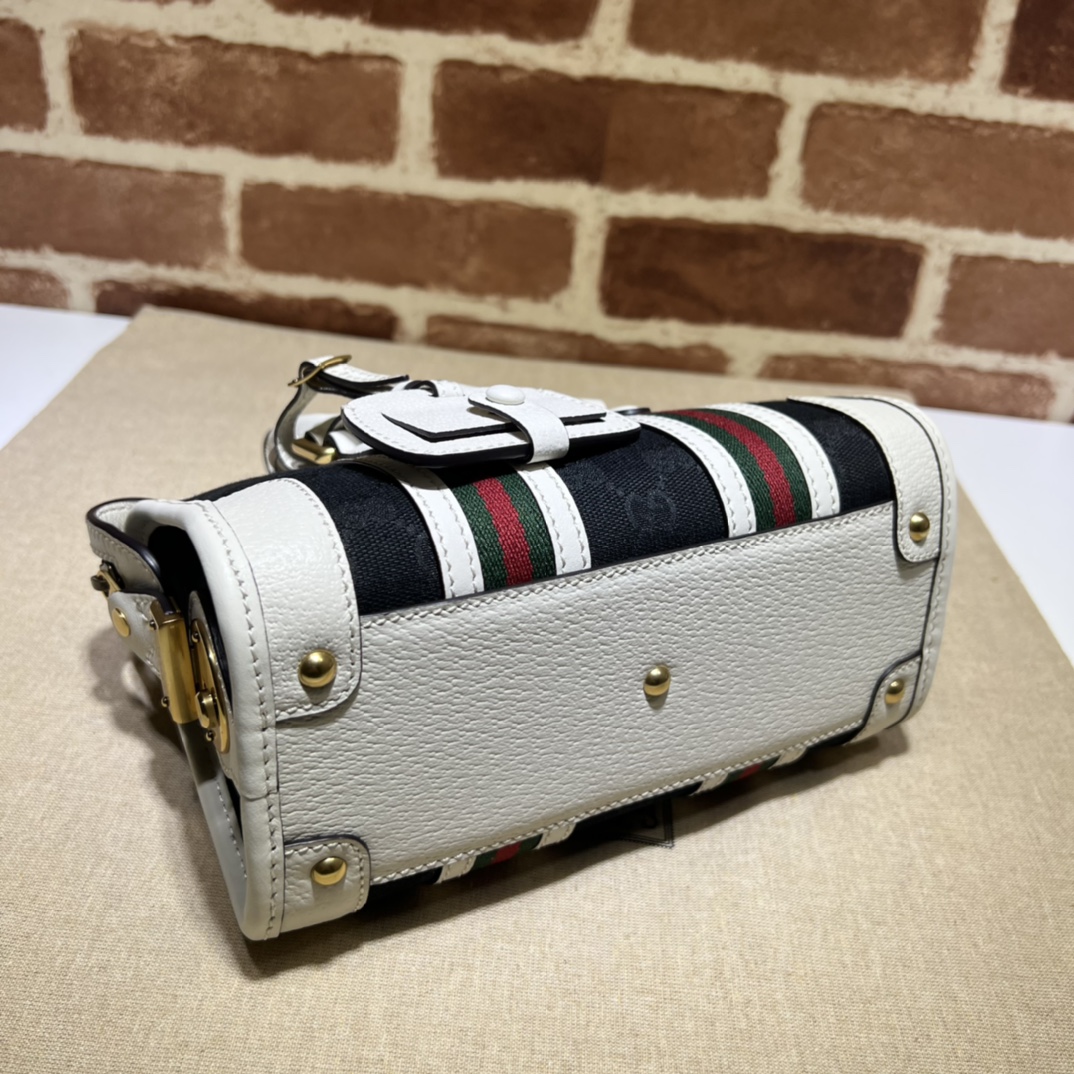 BAGSAAA Gvc*1 GG CANVAS AND SMOOTH LEATHER MINI HANDBAG - 22*15*11CM