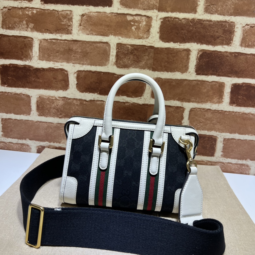 BAGSAAA Gvc*1 GG CANVAS AND SMOOTH LEATHER MINI HANDBAG - 22*15*11CM