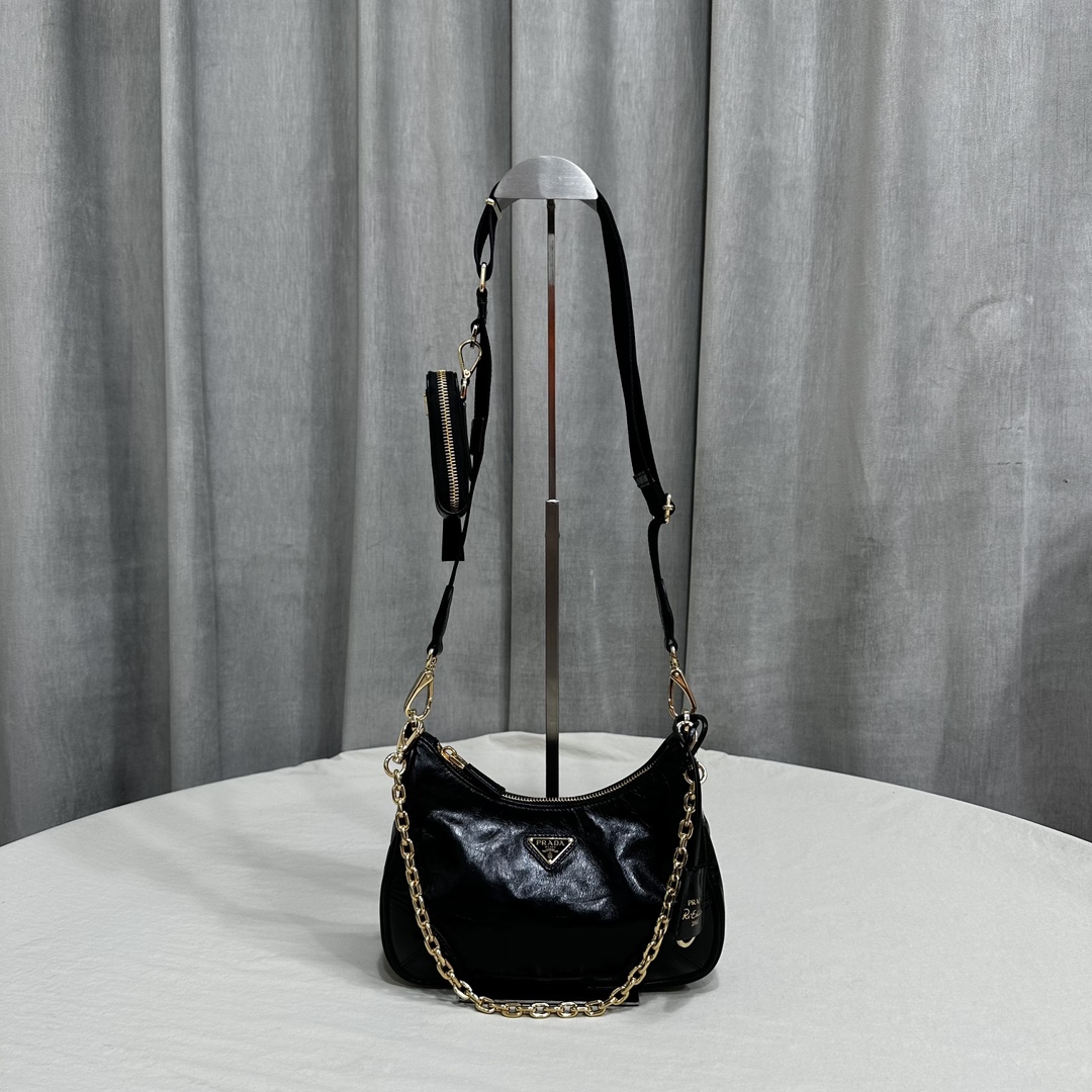 Bagsaaa Pra*a Nylon Hobo Black Bag - 23*6*13cm