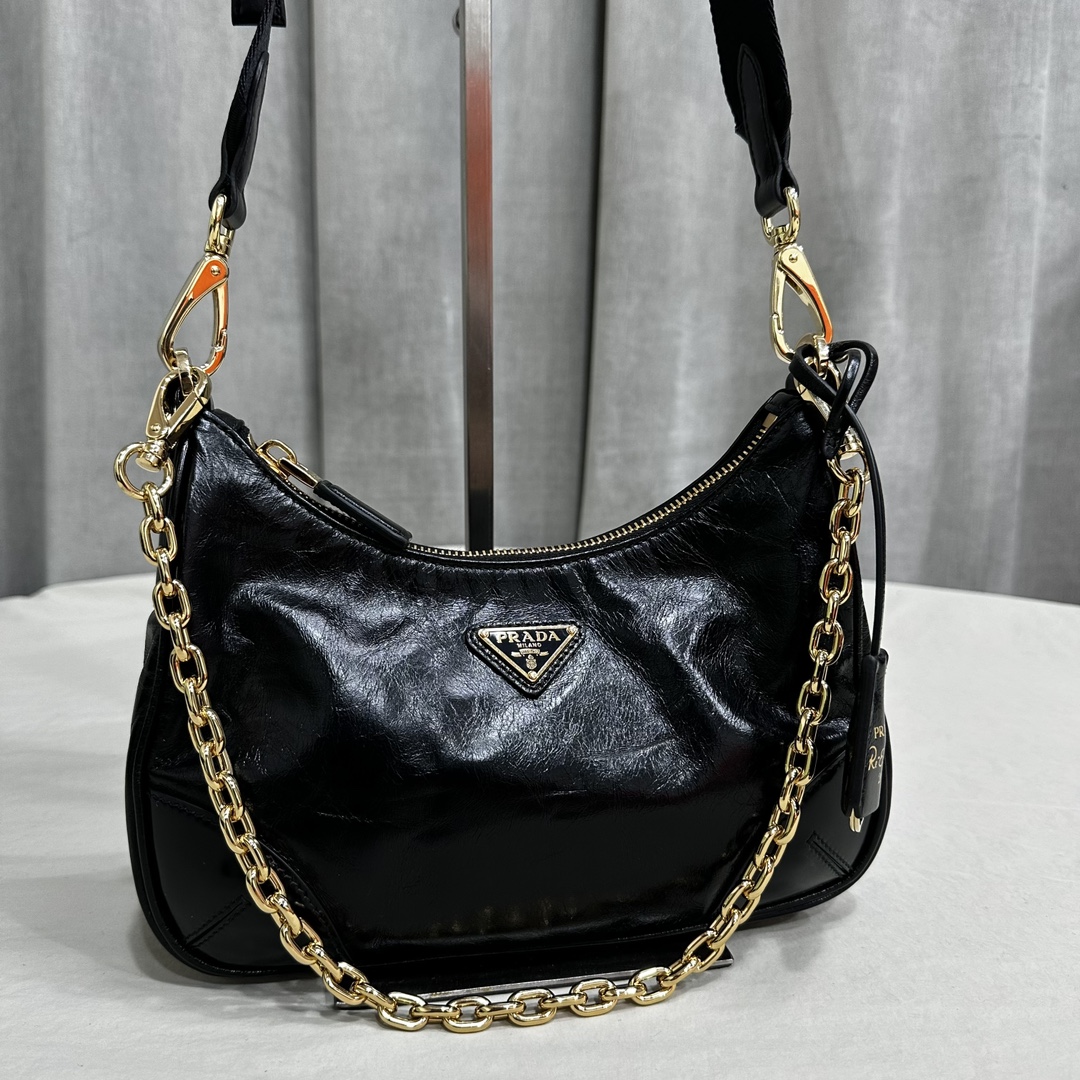 Bagsaaa Pra*a Nylon Hobo Black Bag - 23*6*13cm