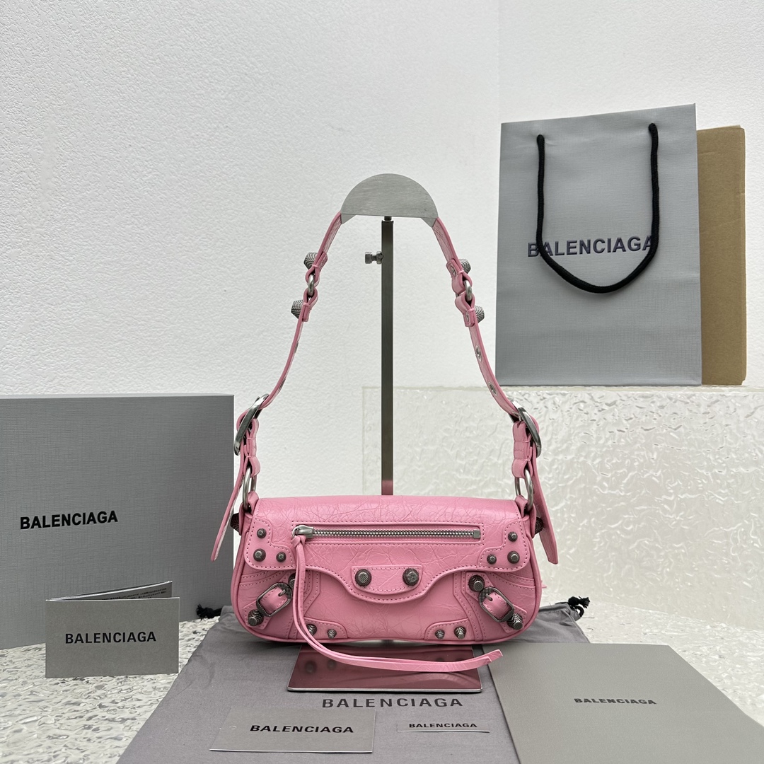 Bagsaaa Ba1en*iaga Le Cagole Sling Pink Bag - 24*4*12cm