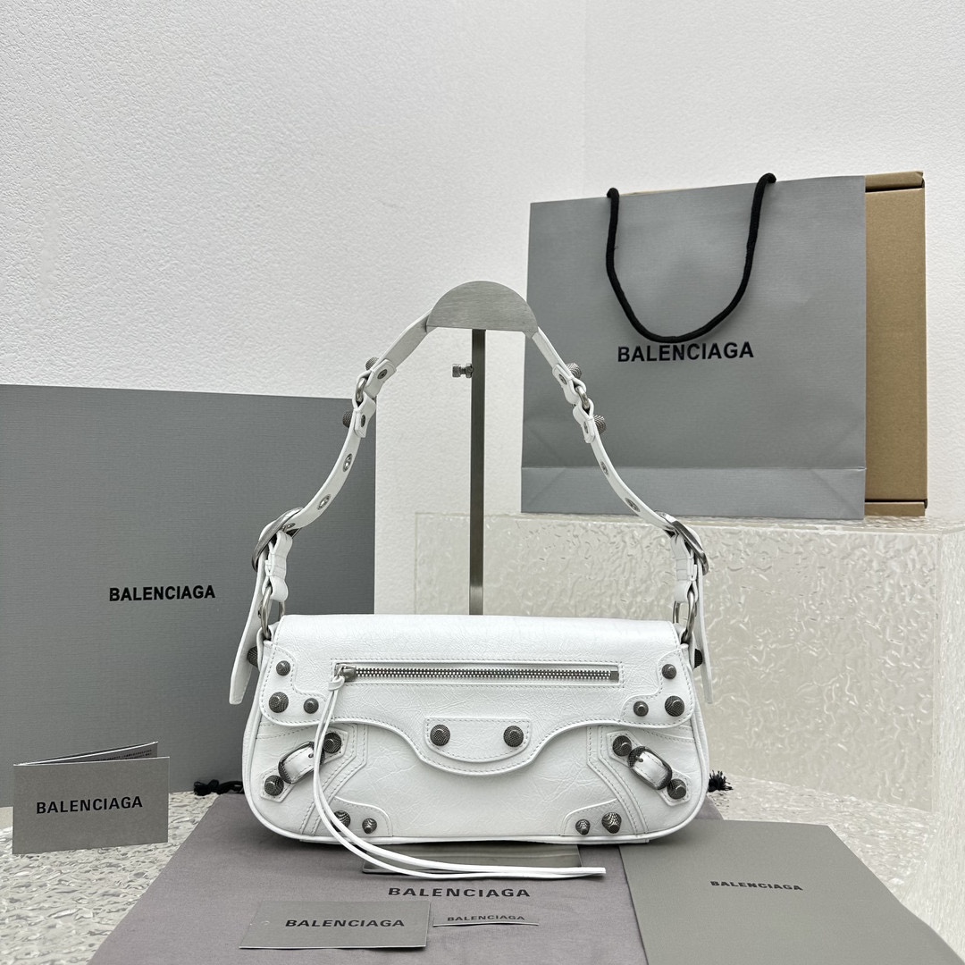 Bagsaaa Ba1en*iaga Le Cagole Sling White Bag - 24*4*12cm