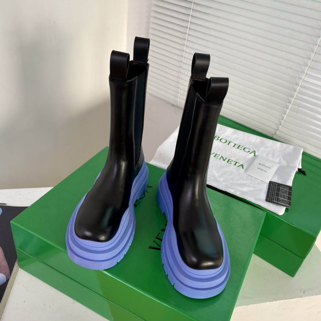 Bagsaaa B0tt*ga Ven*ta Tire Leather Chelsea Boots Purple