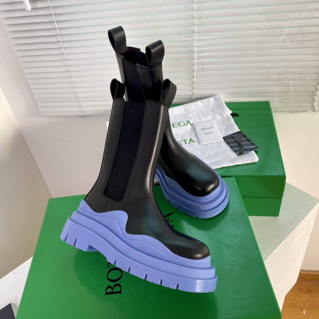 Bagsaaa B0tt*ga Ven*ta Tire Leather Chelsea Boots Purple