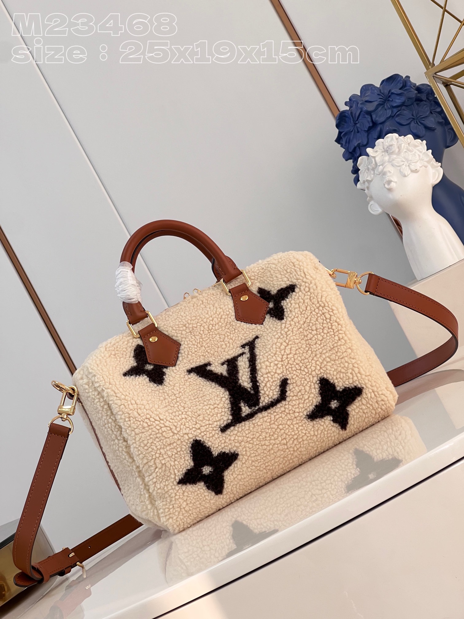 Bagsaaa L0vis Vvtt0n Speedy Bandoulière 25 Cream/Brown Shearling