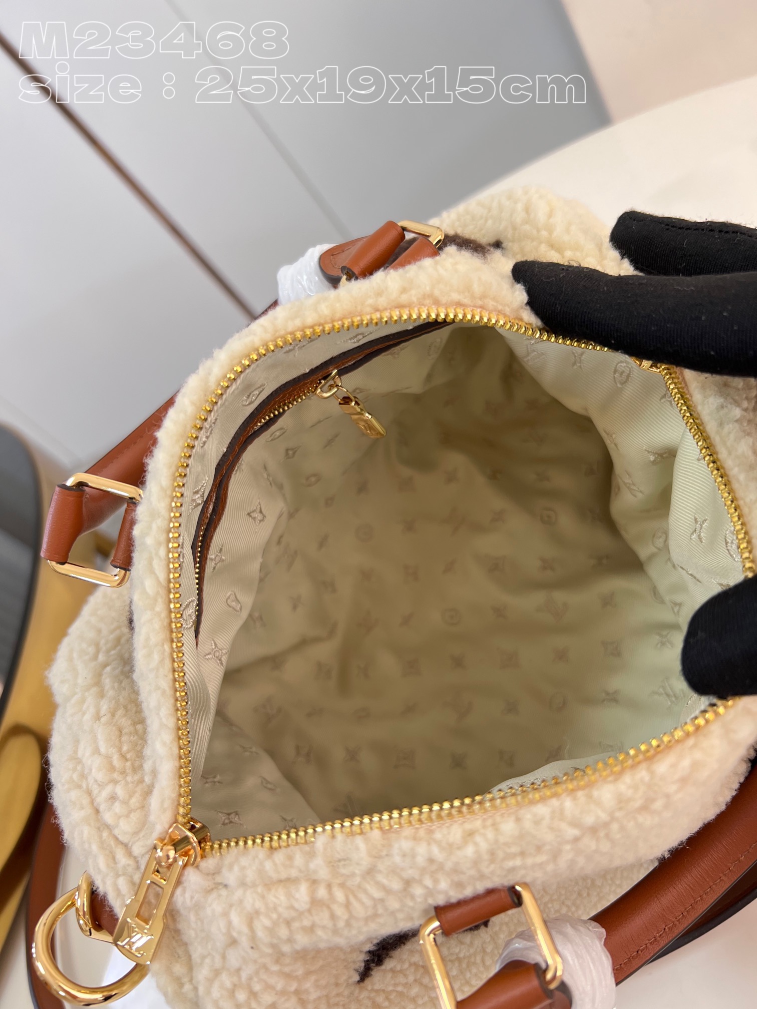 Bagsaaa L0vis Vvtt0n Speedy Bandoulière 25 Cream/Brown Shearling