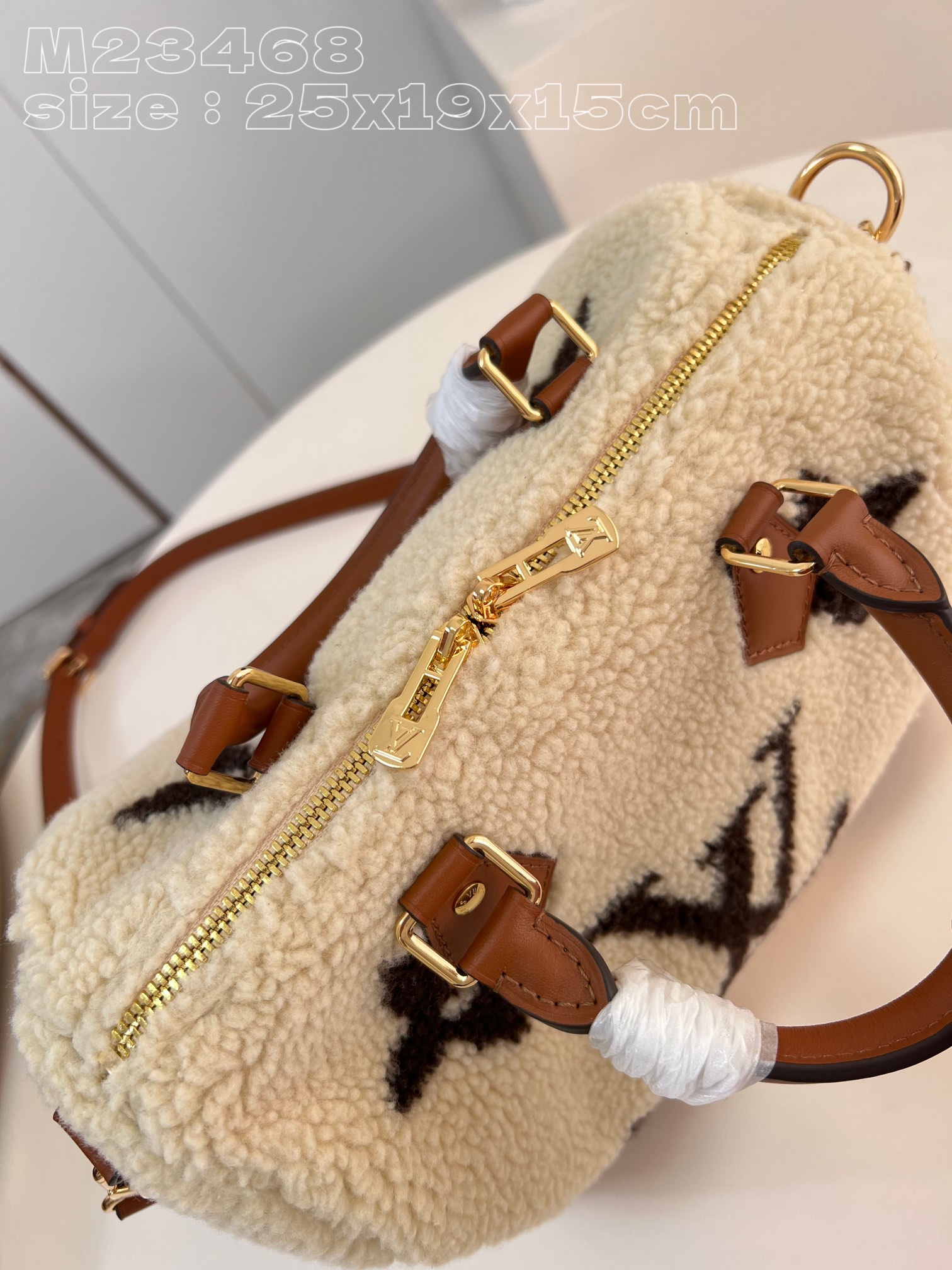 Bagsaaa L0vis Vvtt0n Speedy Bandoulière 25 Cream/Brown Shearling